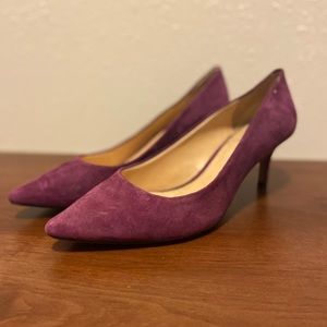Purple suede pumps